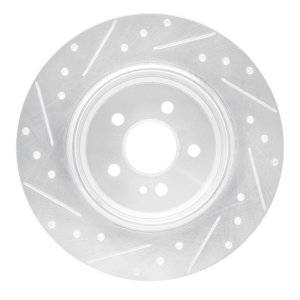 Mercedes-Benz ML55 AMG Brake Rotor (1) - Rear Right - R1 Concepts - Drilled & Slotted - Silver - `00-`05